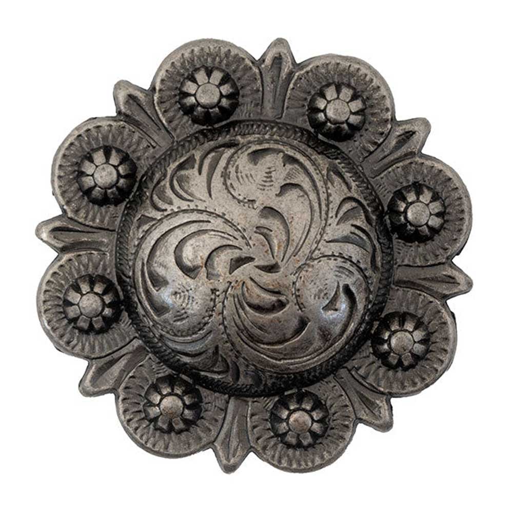 Antique Nickel Floral Berry Concho Tack - Conchos & Hardware - Conchos MISC   