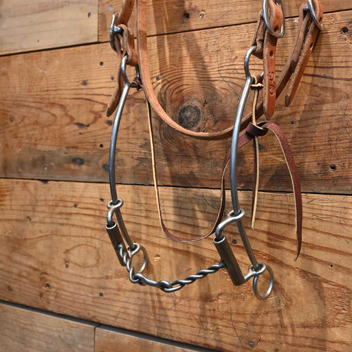Cow Horse Supply 3 Piece Twisted Dogbone Sliding Gag Bridle w/Lariat Poll Tack - Training Cow Horse Supply