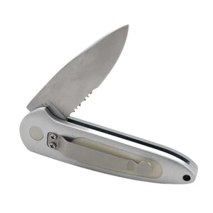 Moore Maker Silver serrated locking knife Knives MOORE MAKER   