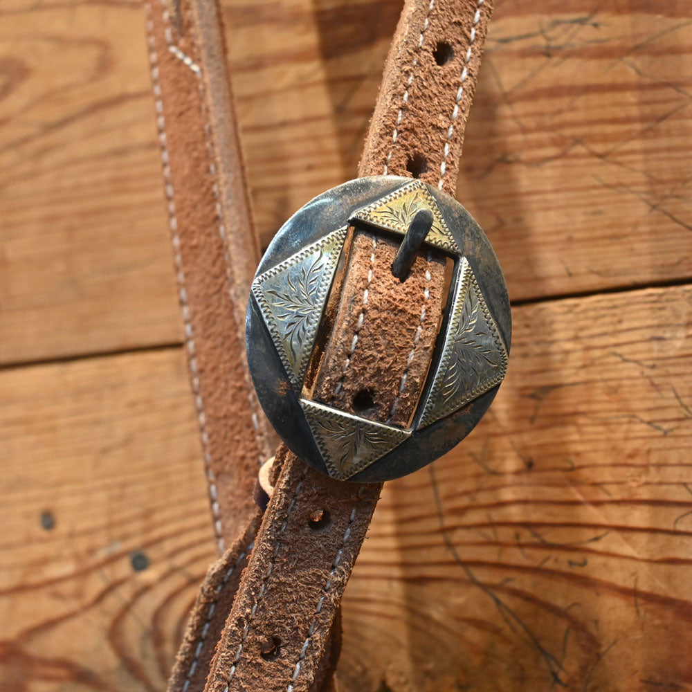 Handmade By J-W Leather Split Ear Headstall - with a S. White Hardware AAHT059 Tack - Headstalls J-W Leather