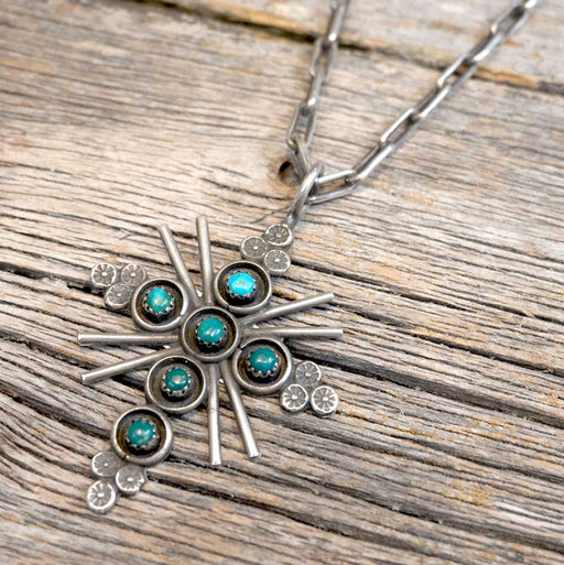 Vintage Sterling Turquoise Cross Pendant Necklace Women - Accessories - Jewelry - Necklaces MISC