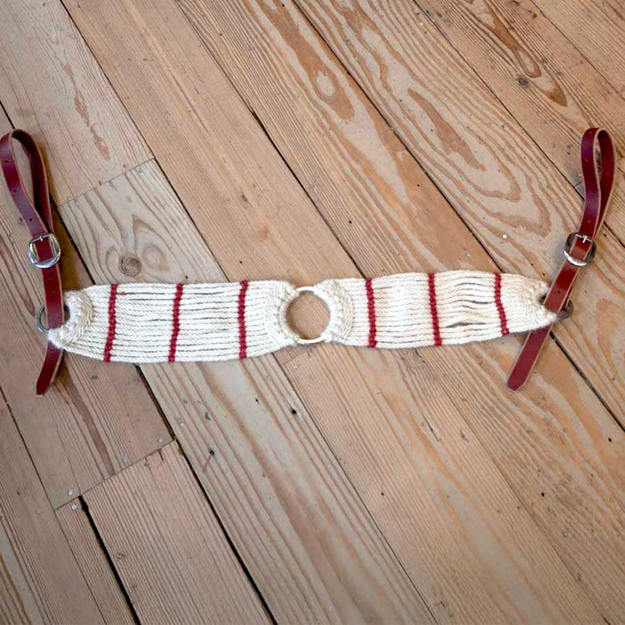 Handmade White Mohair Tripping Collar w/Red Stripes Tack - Breast Collars Iron Horse Head Brand