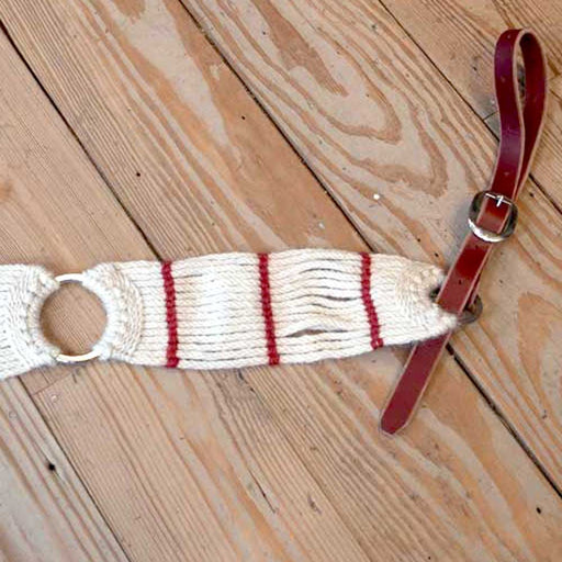 Handmade White Mohair Tripping Collar w/Red Stripes Tack - Breast Collars Iron Horse Head Brand