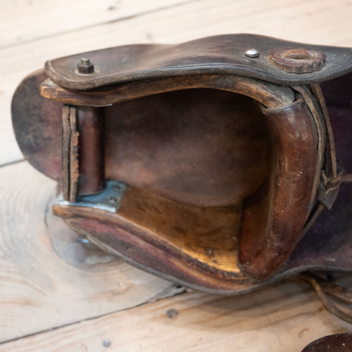 Vintage Leather Tapaderos with Wooden Stirrups