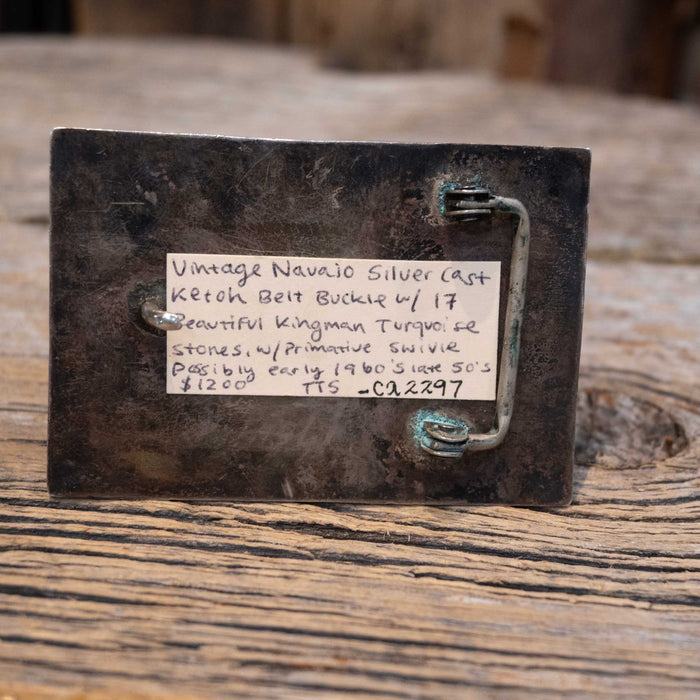 1950's - 60's Navajo Turquoise Silver Cast Belt Buckle