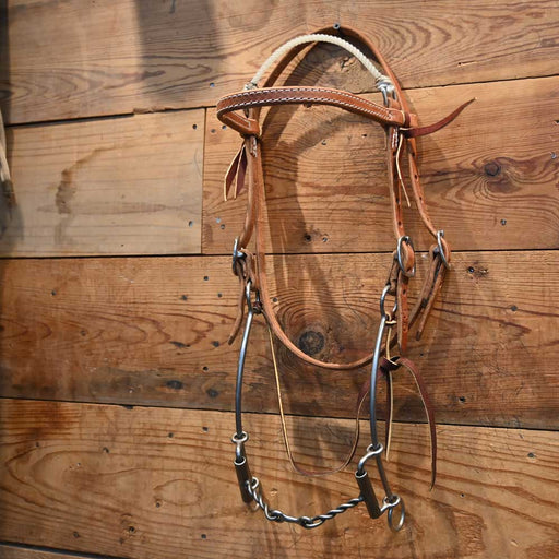 Cow Horse Supply 3 Piece Twisted Dogbone Sliding Gag Bridle w/Lariat Poll Tack - Training Cow Horse Supply