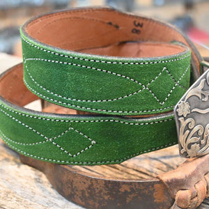 Western 38" Belt Handmade By Adam Lahey - Green Belt -   ALM002 MEN - Accessories - Belts & Suspenders Adam Lahey   