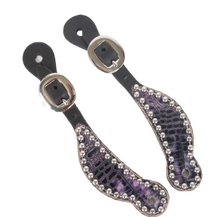 Teskey's Youth Chocolate Gator Spur Straps Tack - Spur Straps Teskey's Purple
