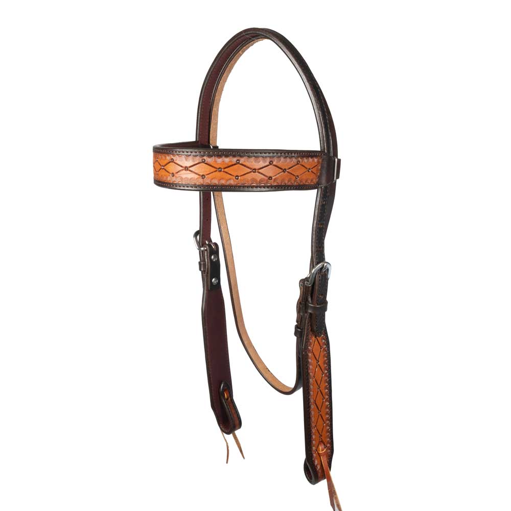 Teskey's Quilted Tooling Browband Headstall Tack - Headstalls Teskey's   