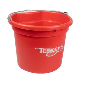 Teskey's 20 Quart Flat Back Bucket Barn - Buckets & Hangers Teskey's Red  