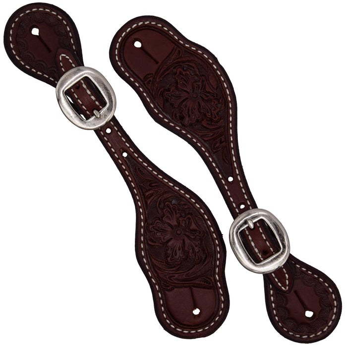 Teskey's Ladies Floral Tooled Spur Straps