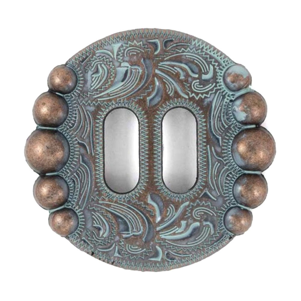 Patina Copper Scroll Slotted Concho Tack - Conchos & Hardware - Conchos MISC   