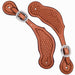Teskey's Basketweave Spur Straps w/Shell Border Tack - Spur Straps Teskey's Light Oil Mens