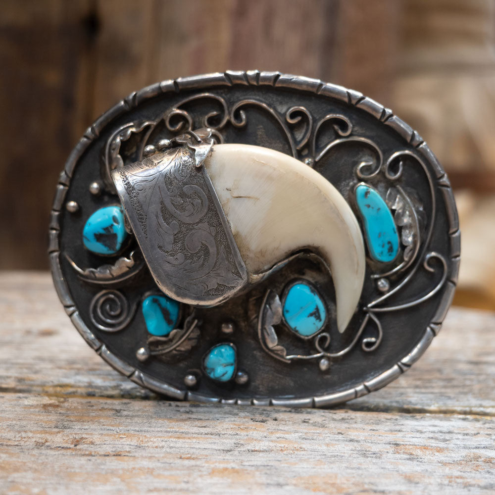 Sterling Silver Leopard Claw Turquoise Buckle