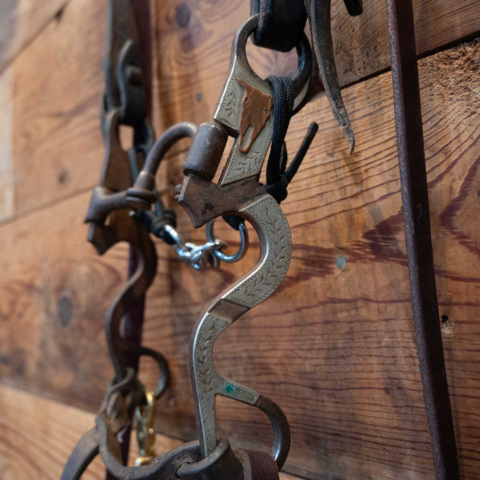 BULL Silver Mounted Correction Bridle Rig w/Copper Skull Tack - Rigs Bull Parker