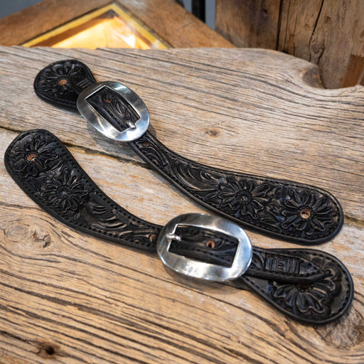 Casey Tew Youth/Lady Fully Tooled Spur Straps Tack - Spur Straps Casey Tew