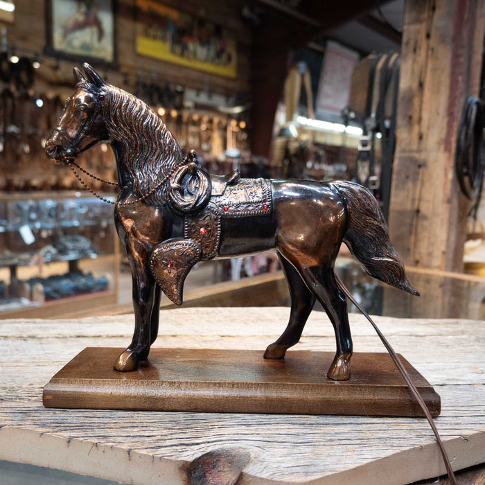 1940's-1950's Copper Horse Lamp with Red Stones