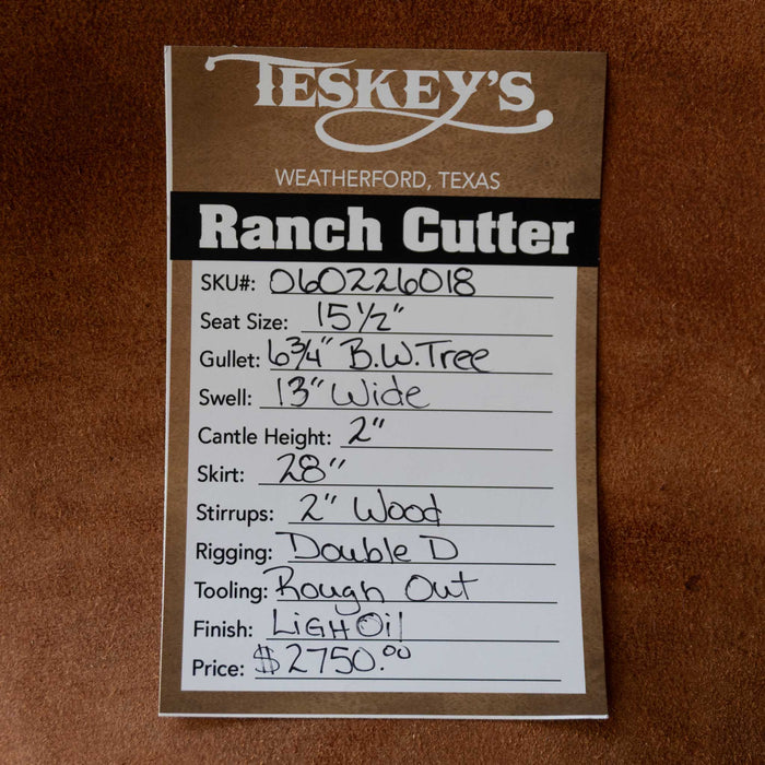 15.5" TESKEY'S PRO CUTTER RANCH CUTTER SADDLE