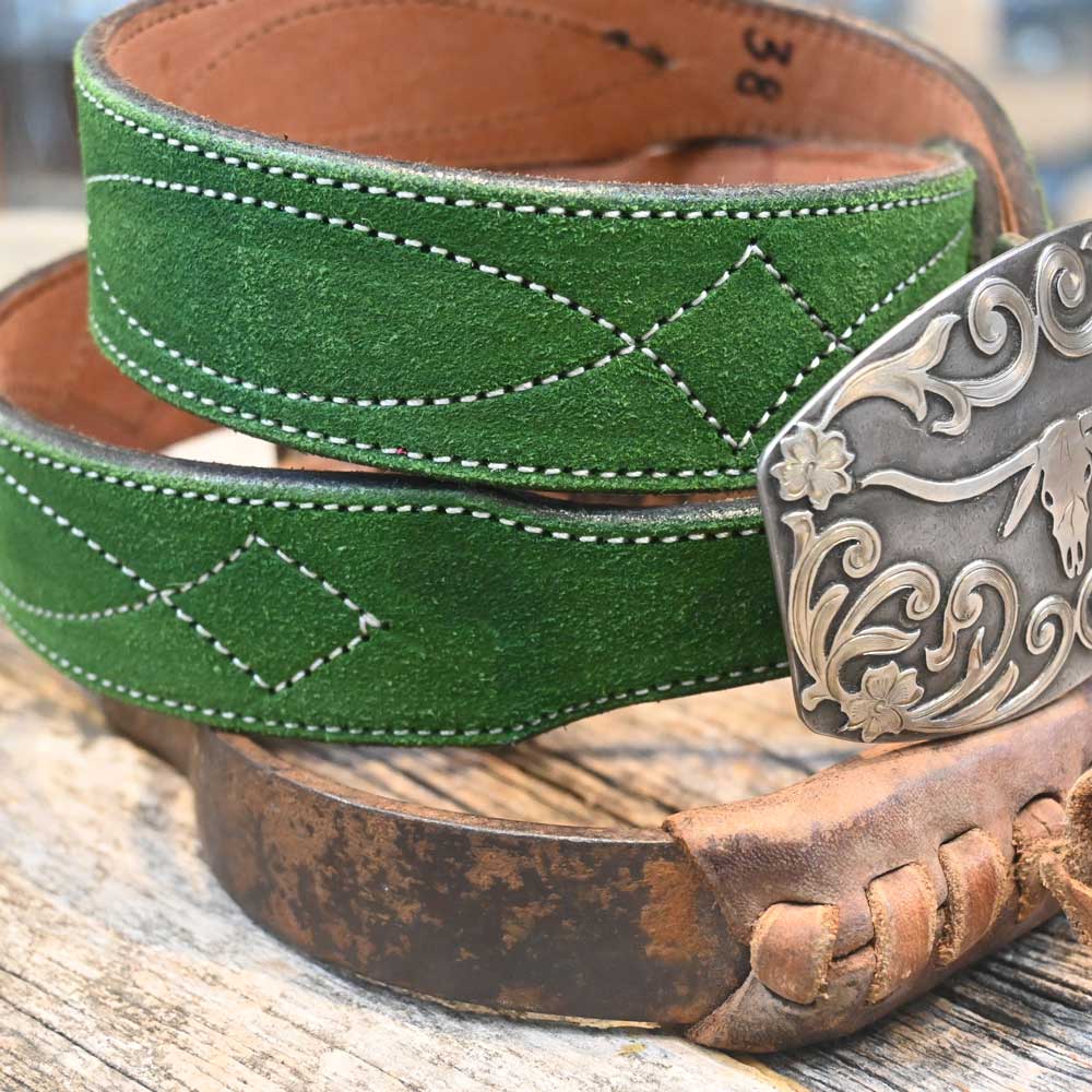 Western 40" Belt Handmade By Adam Lahey - Green Belt -   ALM003 MEN - Accessories - Belts & Suspenders Adam Lahey   