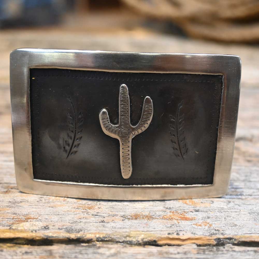 Turtle Jones - Silver Mounted Cactus Buckle _CA1169 ACCESSORIES - Additional Accessories - Buckles Turtle Jones