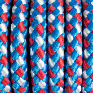 Cowboy Rope Halters with Lead -- Multiple Color Choice Tack - Halters & Leads - Combo Teskey's Red/White/Blue  