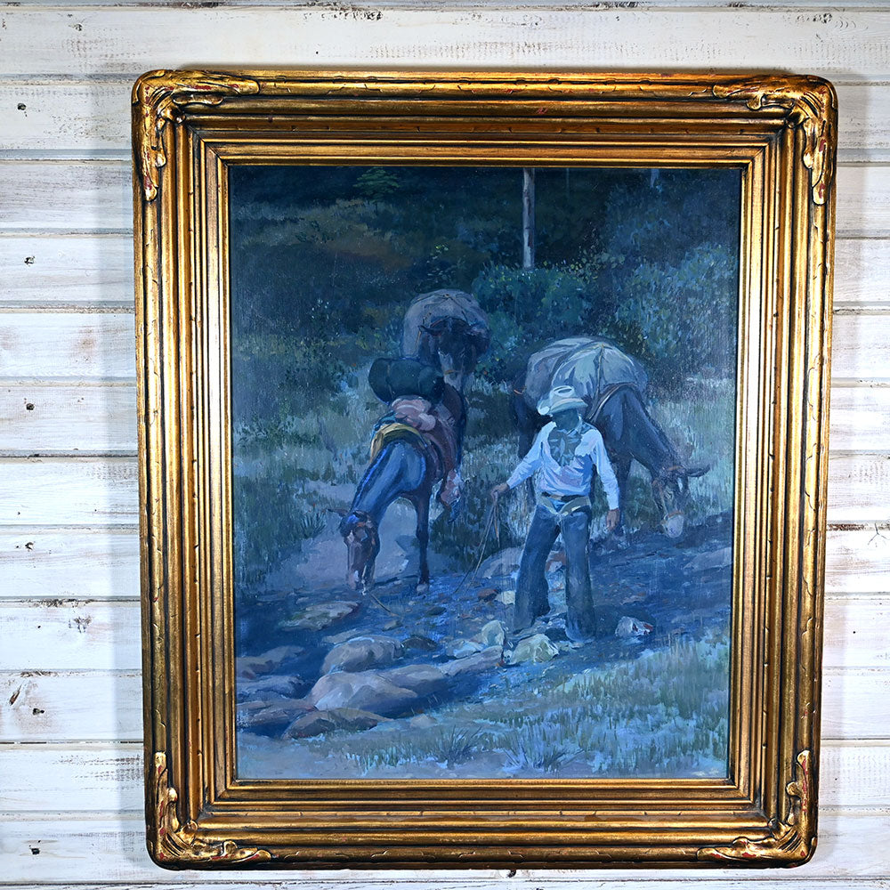 Western Art - James Snidow "Water Stop" 1960 _CA1291 Collectibles James Snidow