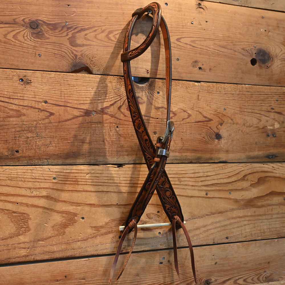 David Haslerig Handmade 3/4" Tooled Single Ear Headstal Tack - Headstalls David Haslerig