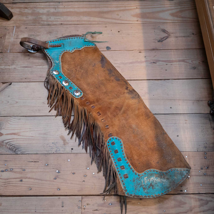 Dan Wheelock Leather Anchor Heart Stepthrough Chaps Tack - Chaps & Chinks Dan Wheelock