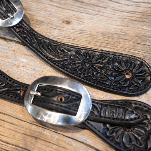 Casey Tew Youth/Lady Fully Tooled Spur Straps Tack - Spur Straps Casey Tew
