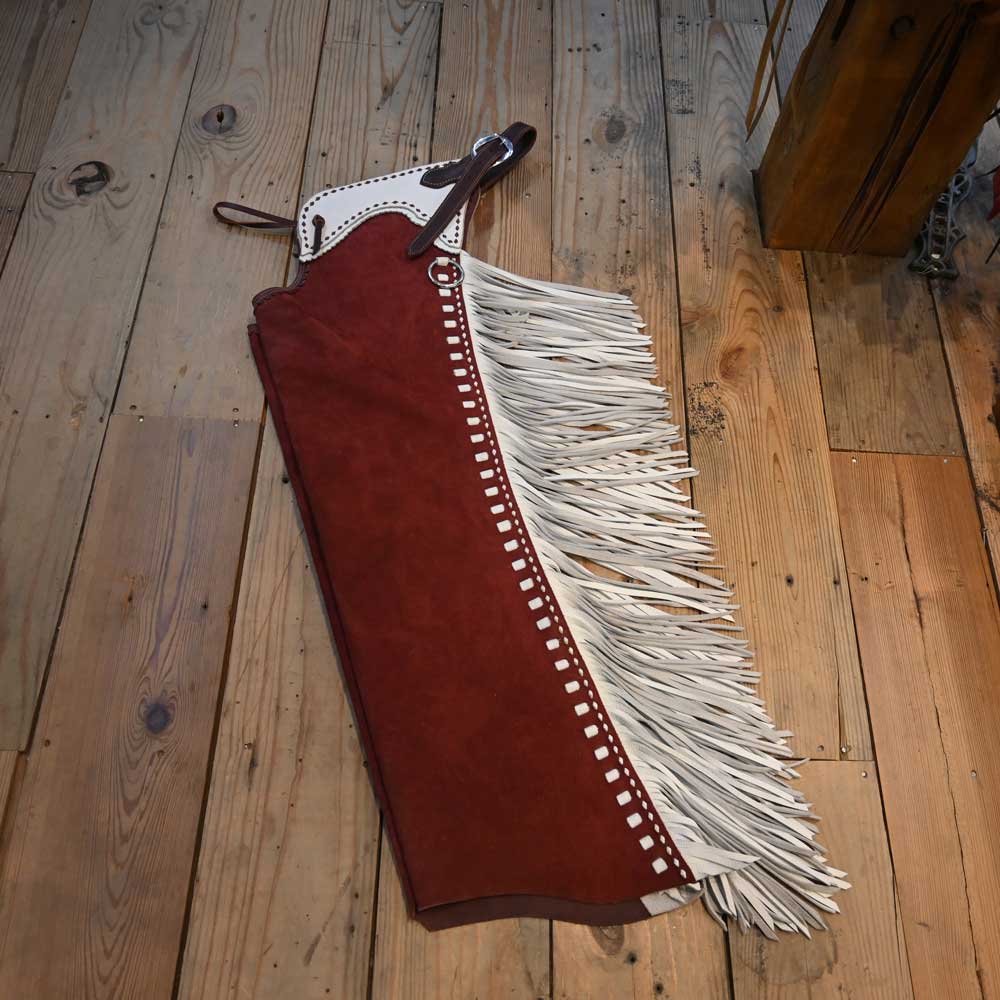 Brick Red Roughout Stepthrough Chaps CHAP1055 Tack - Chaps & Chinks MISC