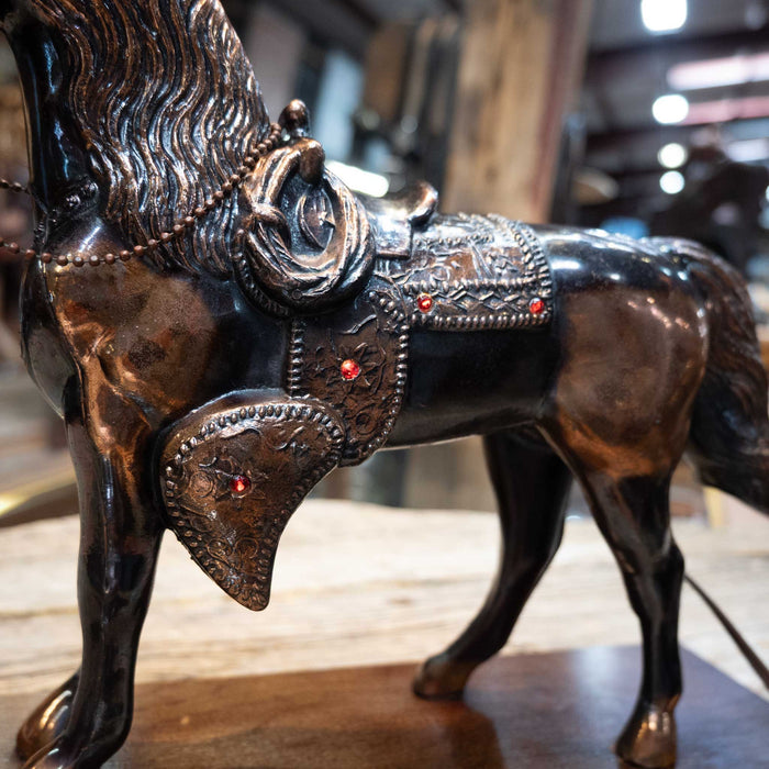 1940's-1950's Copper Horse Lamp with Red Stones