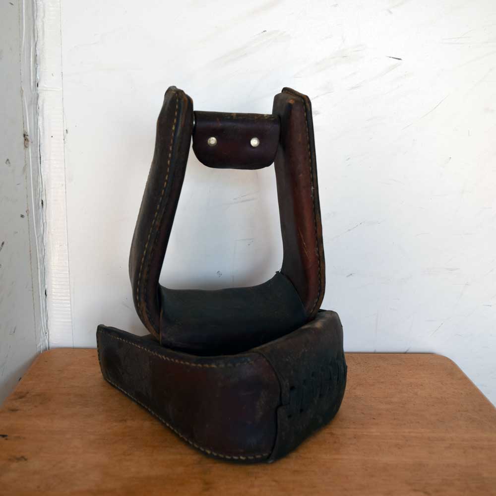 Used Leather Covered Roping Stirrups Sale Barn Teskeys   