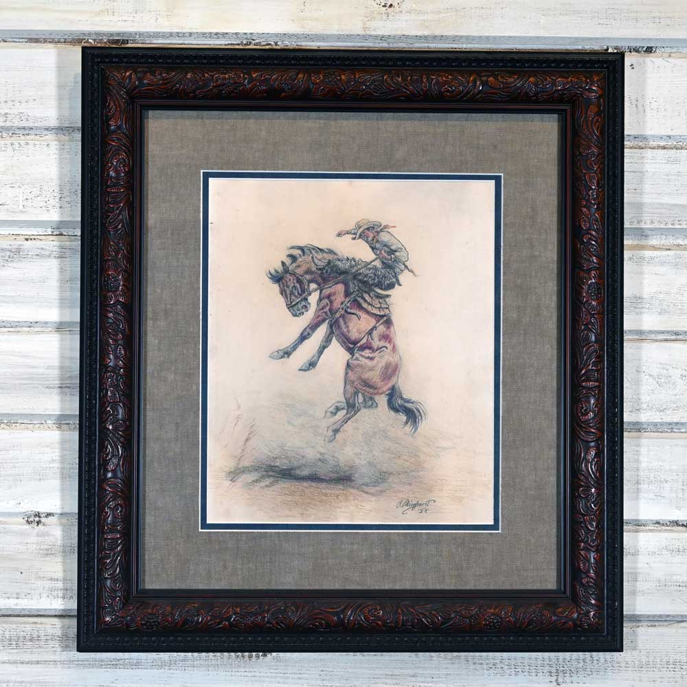 Western Art - Olaf Wieghorst "Bucking Bronco" _CA672 Collectibles Olaf Wieghorst 1899-1988