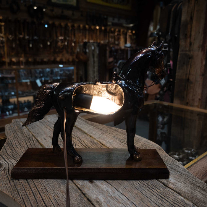 1940's-1950's Copper Horse Lamp with Red Stones