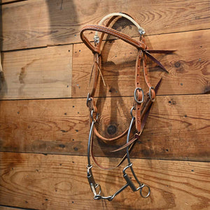 Cow Horse Supply Bridle - 3 Piece Square  - Dogbone - Sliding Gag - Lariat Poll - Carter Todd Gag  CHS263 Tack - Training - Headgear Cow Horse Supply   