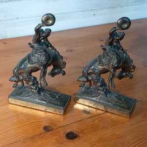 Western Decor - Very Rare "Paul Herzel" Bronze Bookends _C468 Collectibles Paul Hertzel   