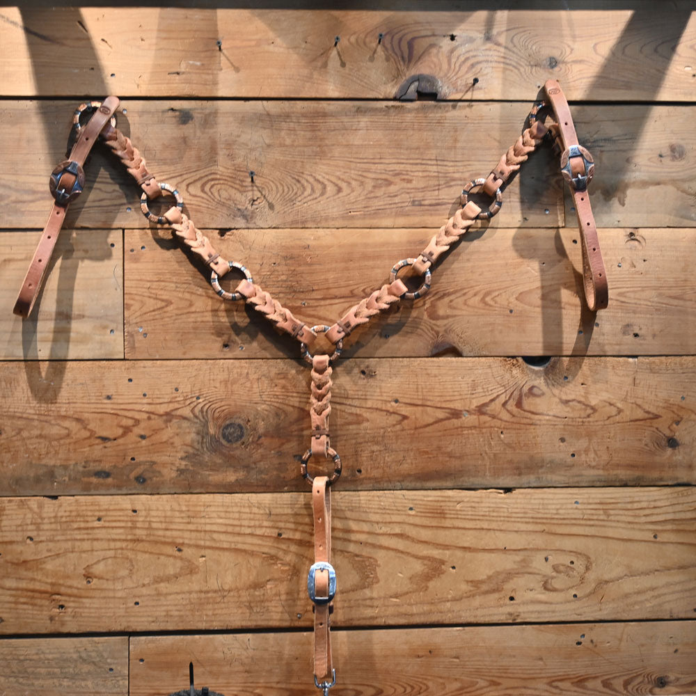 JOE HIPP Braided Breast Collar Accented with Copper Rings and Buckles JHL031 Tack - Breast Collars Joe Hipp