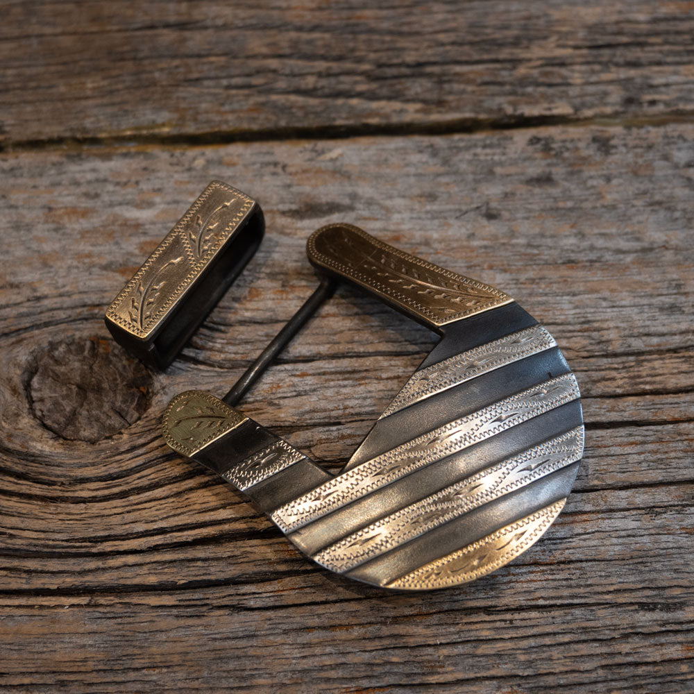 Turtle Jones 2-Piece Mounted Silver Stripes Buckle