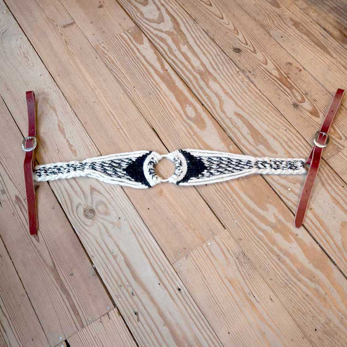 Handmade Black & White Mohair Tripping Collar Tack - Breast Collars Iron Horse Head Brand