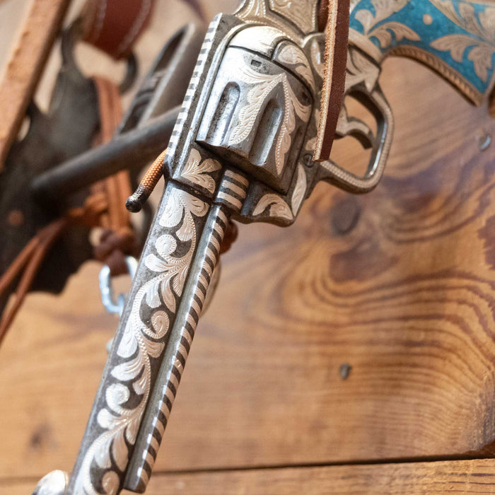 Pistol Shaped Shank Solid Port Bridle Rig w/ Inlaid Turquoise Tack - Rigs MISC