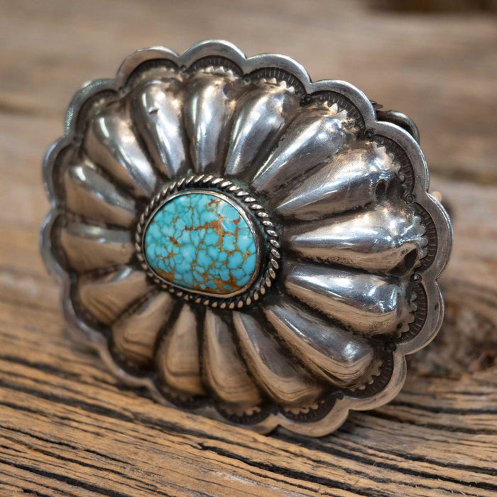1960's - 70's Concho Belt Buckle w/ Bird's Eye Turquoise Collectibles MISC