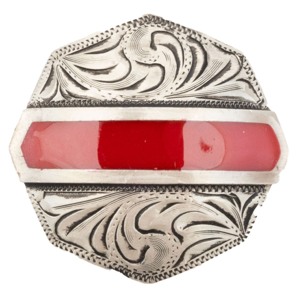 Floral Concho with Red Accent Tack - Conchos & Hardware - Conchos MISC   