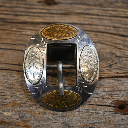 Wayne Dollar 3/4" Silver & Brass Headstall Buckle Tack - Conchos & Hardware Wayne Dollar
