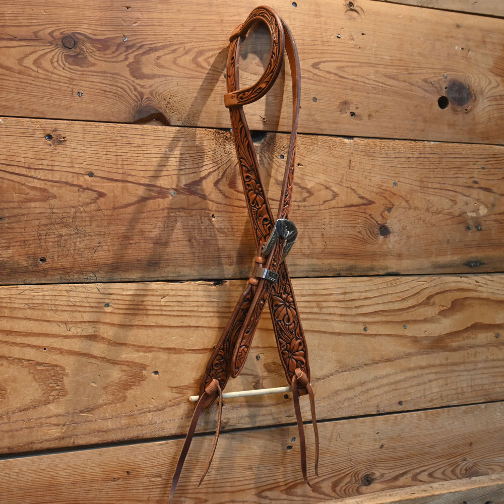 David Haslerig Handmade 3/4" Tooled Single Ear Headstall Tack - Headstalls David Haslerig