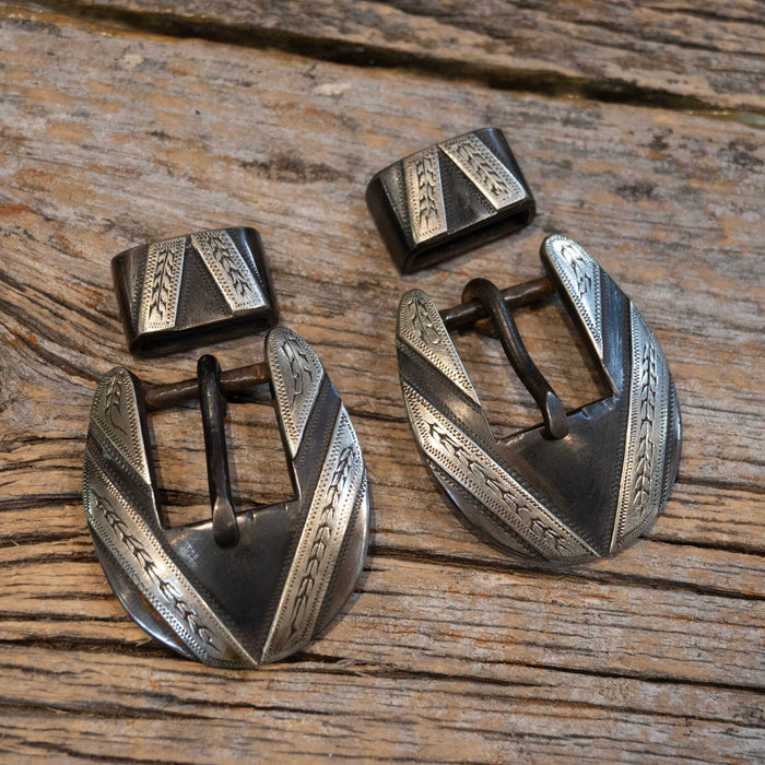 3/4" Stamped "JC" Headstall Buckle Set Tack - Conchos & Hardware JC