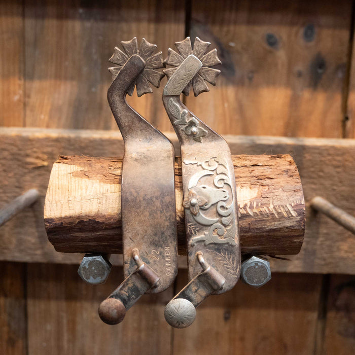 Garren Silver Mounted 8pt. Spurs Tack - Spurs Damon Garren
