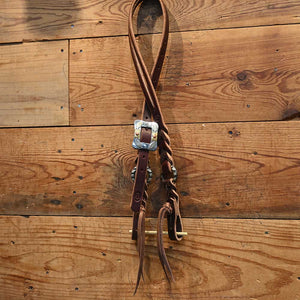 Joe Hipp Braided Leather Headstall with Cheek Ring and Headstall Concho JHL028 Tack - Headstalls Joe Hipp