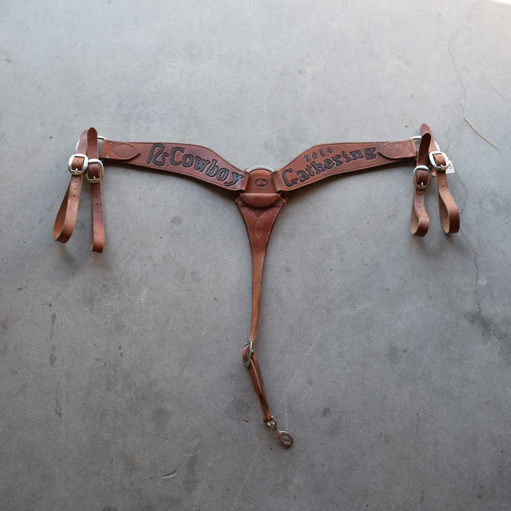 Used Red Steagall Roping Breast Collar made by Tom Hines Sale Barn Teskeys   