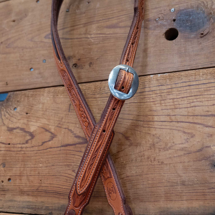 Ross Bullinger 5/8" Poinsettia Tooled Headstall