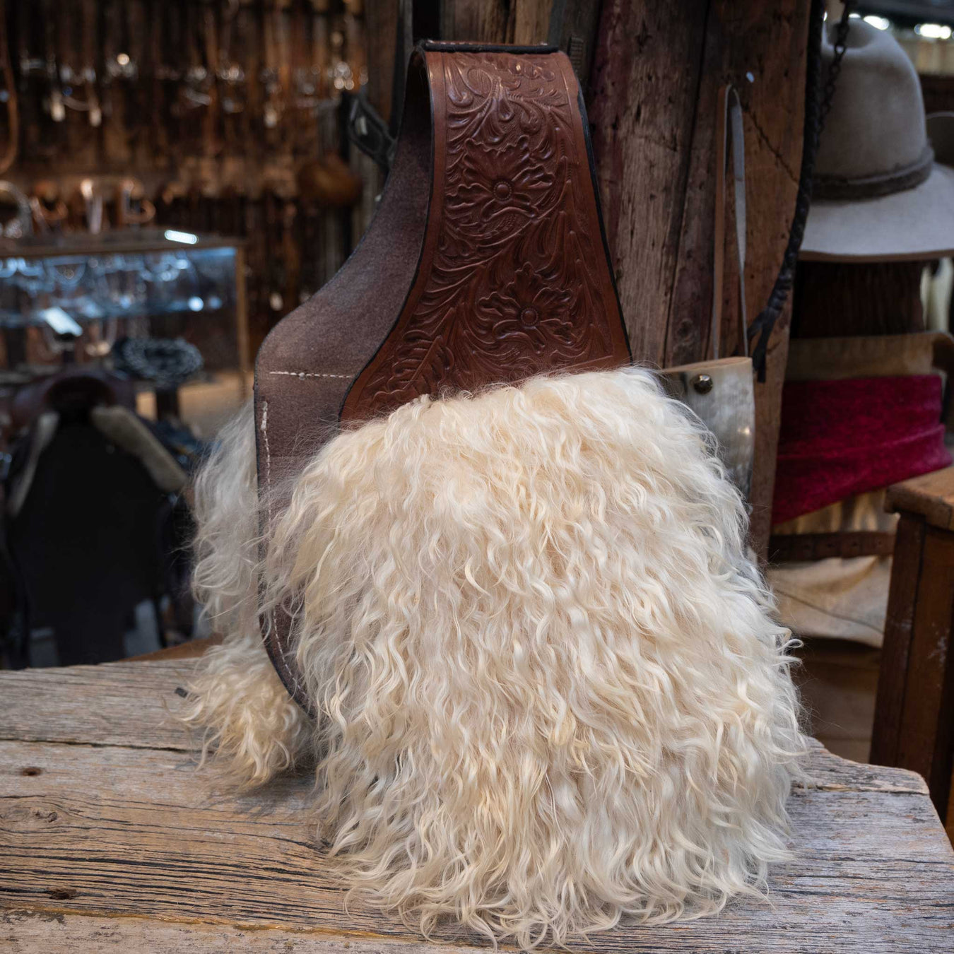 Vintage White Angora Saddle bags by John Clark Shakopee Minn. Collectibles John Clark
